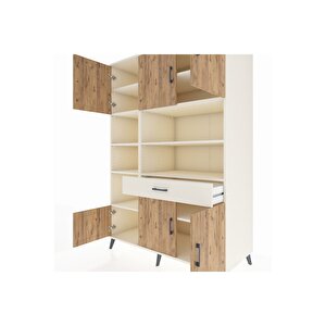 Kronos Dolap 10 Raflı Tek Çekmeceli 6 Kapaklı 132x59x195 Aytaşı-çam/aytaşı