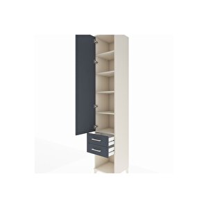 Hyperion Dolap 5 Raflı 2 Çekmeceli Tek Kapaklı 44x44x243 Aytaşı-antrasit