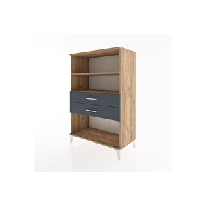 Hyperion Dolap 2 Raflı 2 Çekmeceli 88x44x134 Çam-antrasit