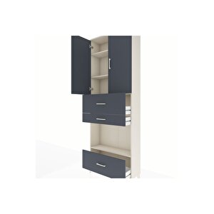 Arges Dolap 4 Raflı 3 Çekmeceli 2 Kapaklı 88x30x243 Aytaşı-antrasit