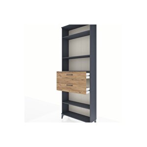 Arges Dolap 4 Raflı 2 Çekmeceli 88x30x243 Antrasit-çam