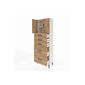 Arges Dolap 2 Raflı 5 Çekmeceli 2 Kapaklı 60x30x182 Aytaşı-çam