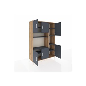 Hyperion Gardrop 9 Raflı 6 Kapaklı 132x44x195 Çam-antrasit