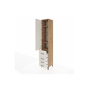 Hyperion Dolap 4 Raflı 4 Çekmeceli Tek Kapaklı 44x44x243 Çam-aytaşı