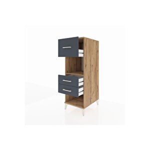 Kronos Dolap Tek Raflı 3 Çekmeceli 44x59x134 Çam-antrasit