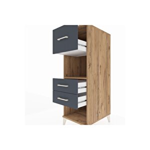 Kronos Dolap Tek Raflı 3 Çekmeceli 44x59x134 Çam-antrasit