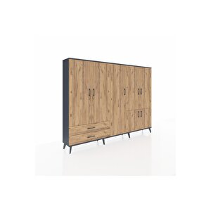 Arges Dolap 12 Raflı 2 Çekmeceli 7 Kapaklı 220x30x163 Antrasit-çam