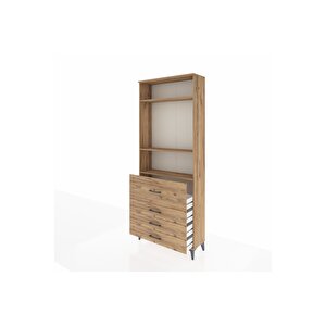 Arges Dolap 3 Raflı 4 Çekmeceli 88x30x221 Çam-çam