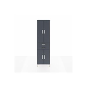 Arges Dolap 3 Raflı 2 Çekmeceli Tek Askılı 60x30x221 Antrasit-antrasit