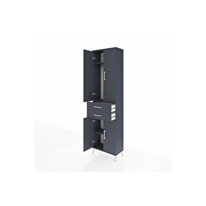 Arges Dolap 3 Raflı 2 Çekmeceli Tek Askılı 60x30x221 Antrasit-antrasit