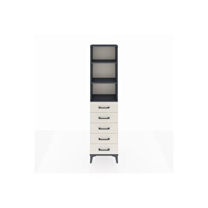 Arges Dolap 3 Raflı 5 Çekmeceli 44x30x182 Antrasit-aytaşı