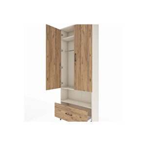 Arges Dolap 3 Raflı Tek Çekmeceli Tek Askılı 88x30x221 Aytaşı-çam