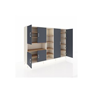 Hyperion Dolap 13 Raflı 6 Kapaklı 220x44x163 Aytaşı-antrasit/çam