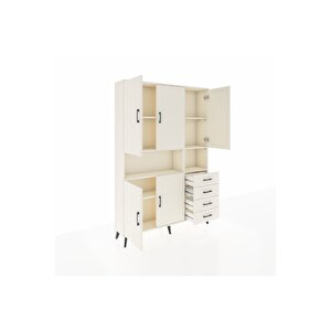 Arges Gardrop 7 Raflı 4 Çekmeceli 5 Kapaklı 132x30x195 Aytaşı-aytaşı