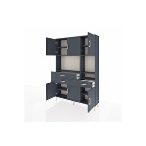 Arges Gardrop 9 Raflı 3 Çekmeceli 6 Kapaklı 132x30x195 Antrasit-antrasit