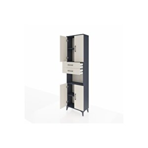 Arges Dolap 4 Raflı 2 Çekmeceli 4 Kapaklı 60x30x221 Antrasit-aytaşı