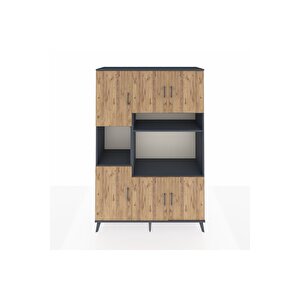 Hyperion Dolap 9 Raflı 6 Kapaklı 132x44x195 Antrasit-çam/antrasit