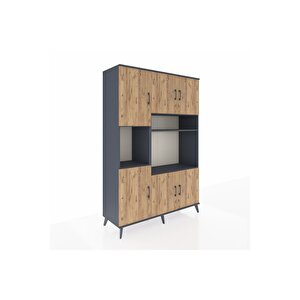 Hyperion Dolap 9 Raflı 6 Kapaklı 132x44x195 Antrasit-çam/antrasit