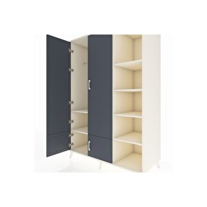Kronos Dolap 6 Raflı 4 Kapaklı Tek Askılı 132x59x195 Aytaşı-antrasit/aytaşı