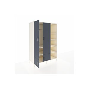 Kronos Dolap 6 Raflı 4 Kapaklı Tek Askılı 132x59x195 Aytaşı-antrasit/aytaşı
