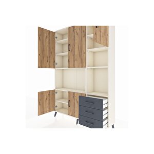 Arges Dolap 9 Raflı 3 Çekmeceli 5 Kapaklı 132x30x195 Aytaşı-çam/antrasit