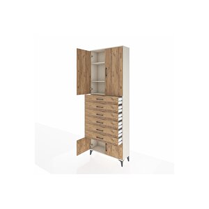 Arges Dolap 3 Raflı 6 Çekmeceli 4 Kapaklı 88x30x243 Aytaşı-çam