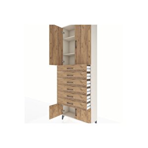 Arges Dolap 3 Raflı 6 Çekmeceli 4 Kapaklı 88x30x243 Aytaşı-çam