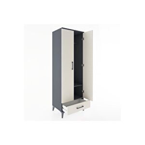Hyperion Dolap 2 Raflı Tek Çekmeceli Tek Askılı 60x44x182 Antrasit-aytaşı
