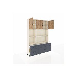 Arges Dolap 8 Raflı 4 Çekmeceli 3 Kapaklı 132x30x195 Aytaşı-çam/antrasit