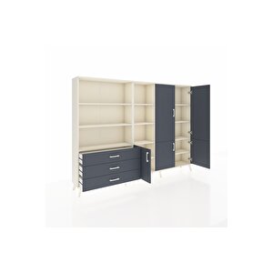 Arges Dolap 11 Raflı 3 Çekmeceli 5 Kapaklı 220x30x163 Aytaşı-antrasit