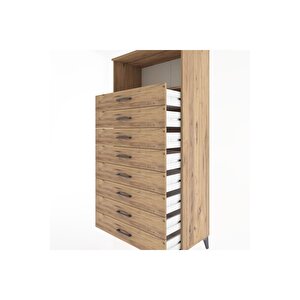 Hyperion Dolap Tek Raflı 8 Çekmeceli 88x44x182 Çam-çam