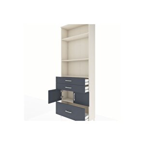 Arges Dolap 4 Raflı 3 Çekmeceli 2 Kapaklı 88x30x243 Aytaşı-antrasit