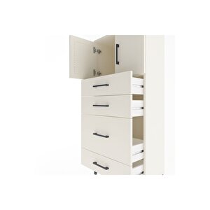 Arges Dolap Tek Raflı 4 Çekmeceli 2 Kapaklı 60x30x134 Aytaşı-aytaşı