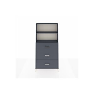 Arges Dolap 2 Raflı 3 Çekmeceli 88x30x182 Antrasit-antrasit