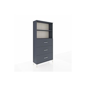 Arges Dolap 2 Raflı 3 Çekmeceli 88x30x182 Antrasit-antrasit