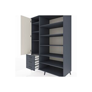 Kronos Dolap 9 Raflı 3 Çekmeceli 3 Kapaklı 132x59x195 Antrasit-aytaşı/antrasit