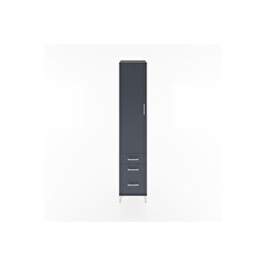Hyperion Dolap 4 Raflı 3 Çekmeceli Tek Kapaklı 44x44x221 Antrasit-antrasit