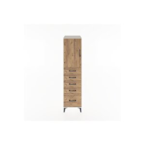Hyperion Dolap Tek Raflı 5 Çekmeceli Tek Kapaklı 44x44x182 Aytaşı-çam