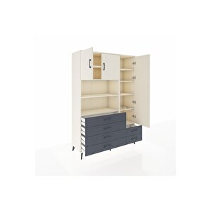 Hyperion Dolap 9 Raflı 6 Çekmeceli 3 Kapaklı 132x44x195 Aytaşı-aytaşı/antrasit