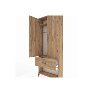 Arges Dolap 2 Raflı Tek Çekmeceli Tek Askılı 88x30x221 Çam-çam