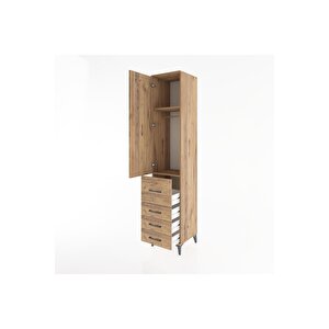 Hyperion Dolap 2 Raflı 4 Çekmeceli Tek Askılı 44x44x221 Çam-çam