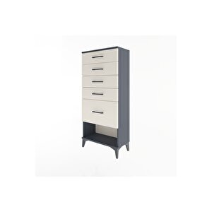 Arges Dolap 5 Çekmeceli 60x30x134 Antrasit-aytaşı