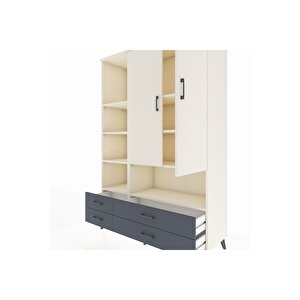 Hyperion Dolap 8 Raflı 4 Çekmeceli 2 Kapaklı 132x44x195 Aytaşı-aytaşı/antrasit