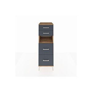 Kronos Dolap Tek Raflı 4 Çekmeceli 44x59x134 Çam-antrasit