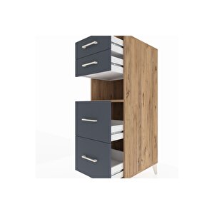 Kronos Dolap Tek Raflı 4 Çekmeceli 44x59x134 Çam-antrasit