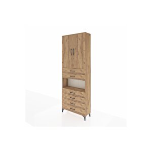 Arges Dolap 4 Raflı 6 Çekmeceli 2 Kapaklı 88x30x243 Çam-çam