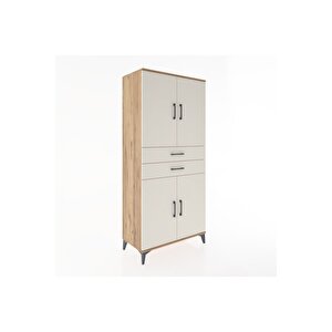 Hyperion Dolap 4 Raflı 2 Çekmeceli 4 Kapaklı 88x44x195 Çam-aytaşı