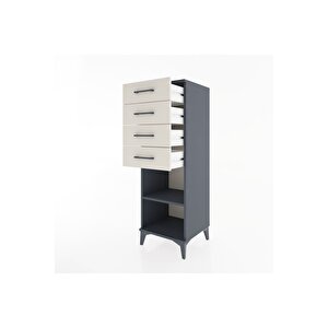 Hyperion Dolap Tek Raflı 4 Çekmeceli 44x44x134 Antrasit-aytaşı