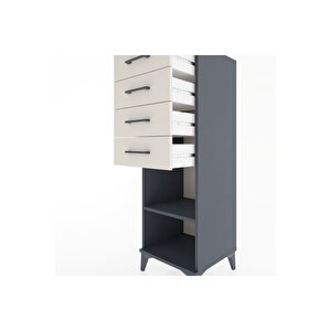 Hyperion Dolap Tek Raflı 4 Çekmeceli 44x44x134 Antrasit-aytaşı