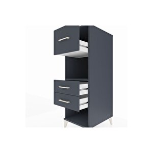 Kronos Dolap Tek Raflı 3 Çekmeceli 44x59x134 Antrasit-antrasit